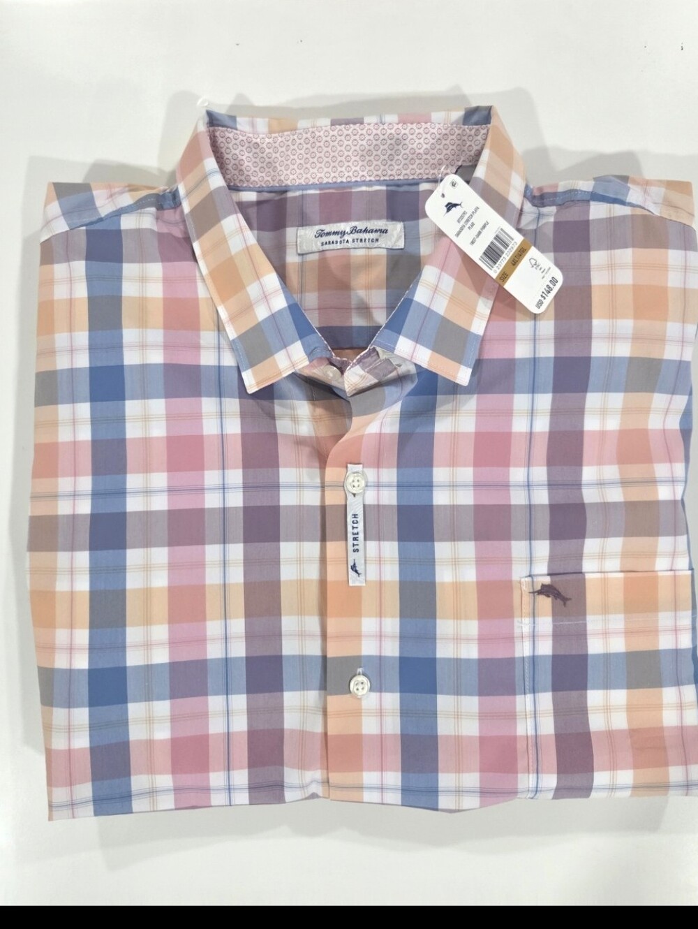 NWT Tommy Bahama Mens Sarasota Stretch Playa Pink Plaid Long Sleeve Shirt 4XLT
